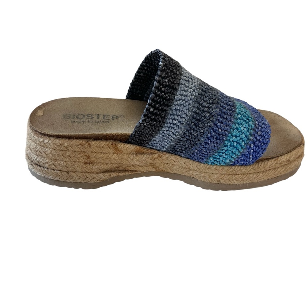 Biostep Platform Espadrille Sandals Made in Spain Blue Woven Upper Sz 7 - Picture 6 of 10
